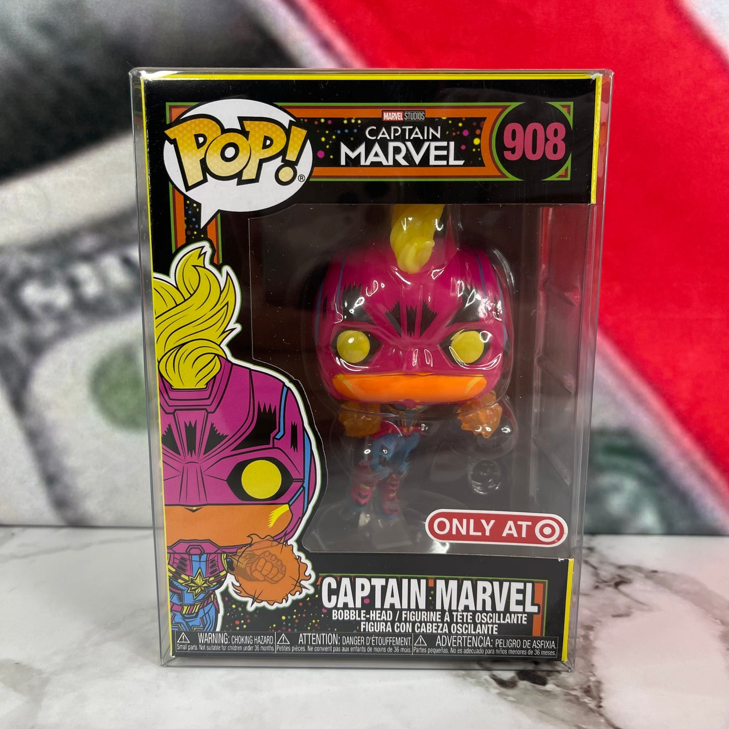Captain Marvel Funko Pop! Captain Marvel (Neon Black Light) #908