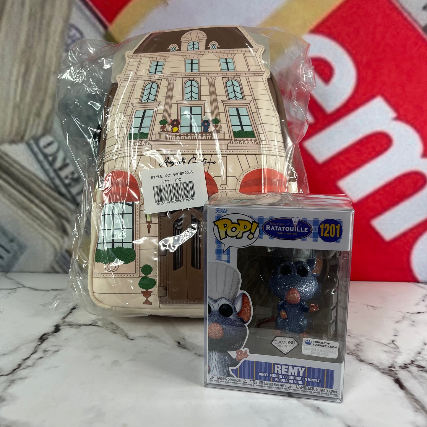Loungefly Gusteau’s Restaurant Backpack Ratatouille Funko Pop! Remy Diamond LE3000