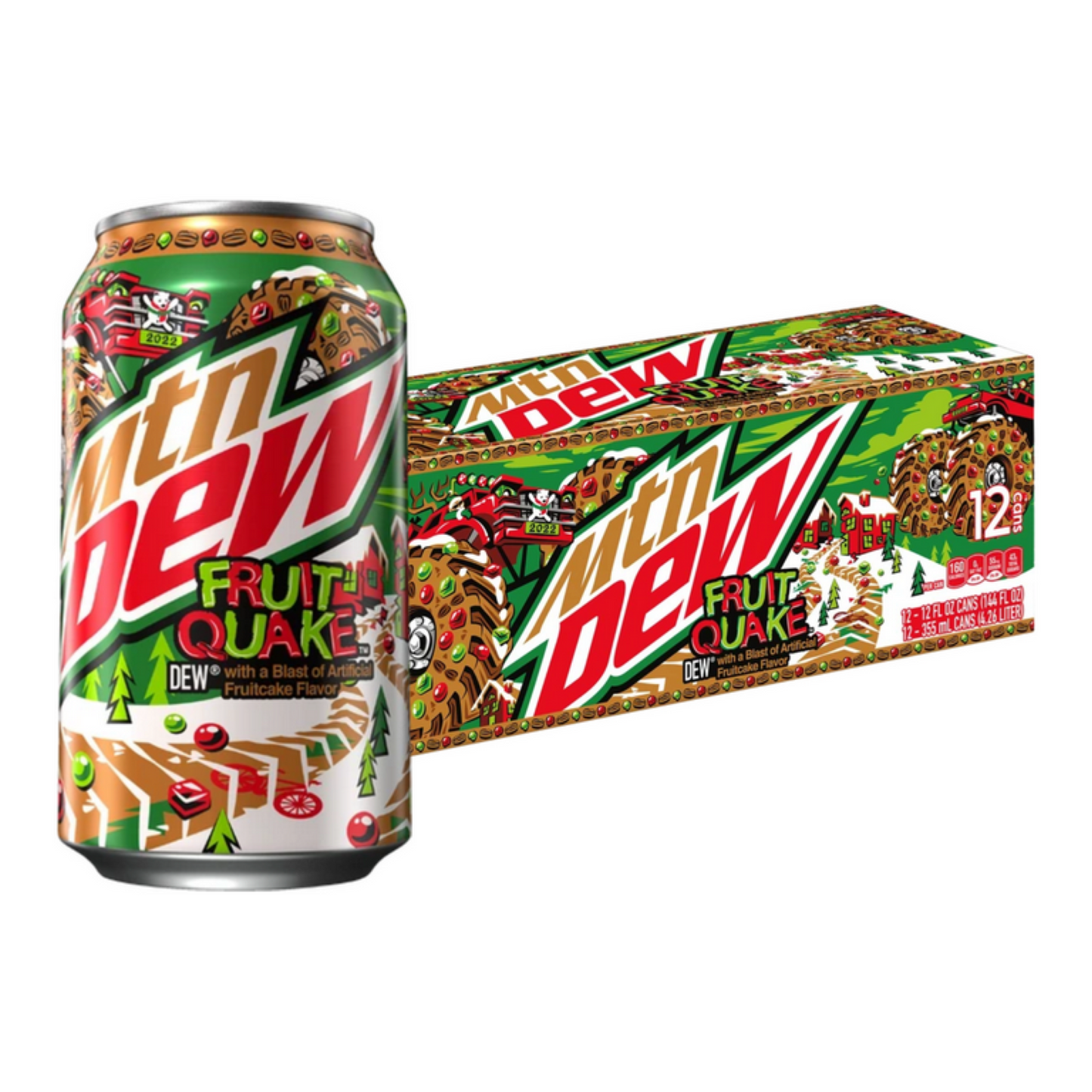 Mountain Dew Fruit Quake Limited Edition Holiday Flavor, 12 Fl Oz Cans, 12 Pack